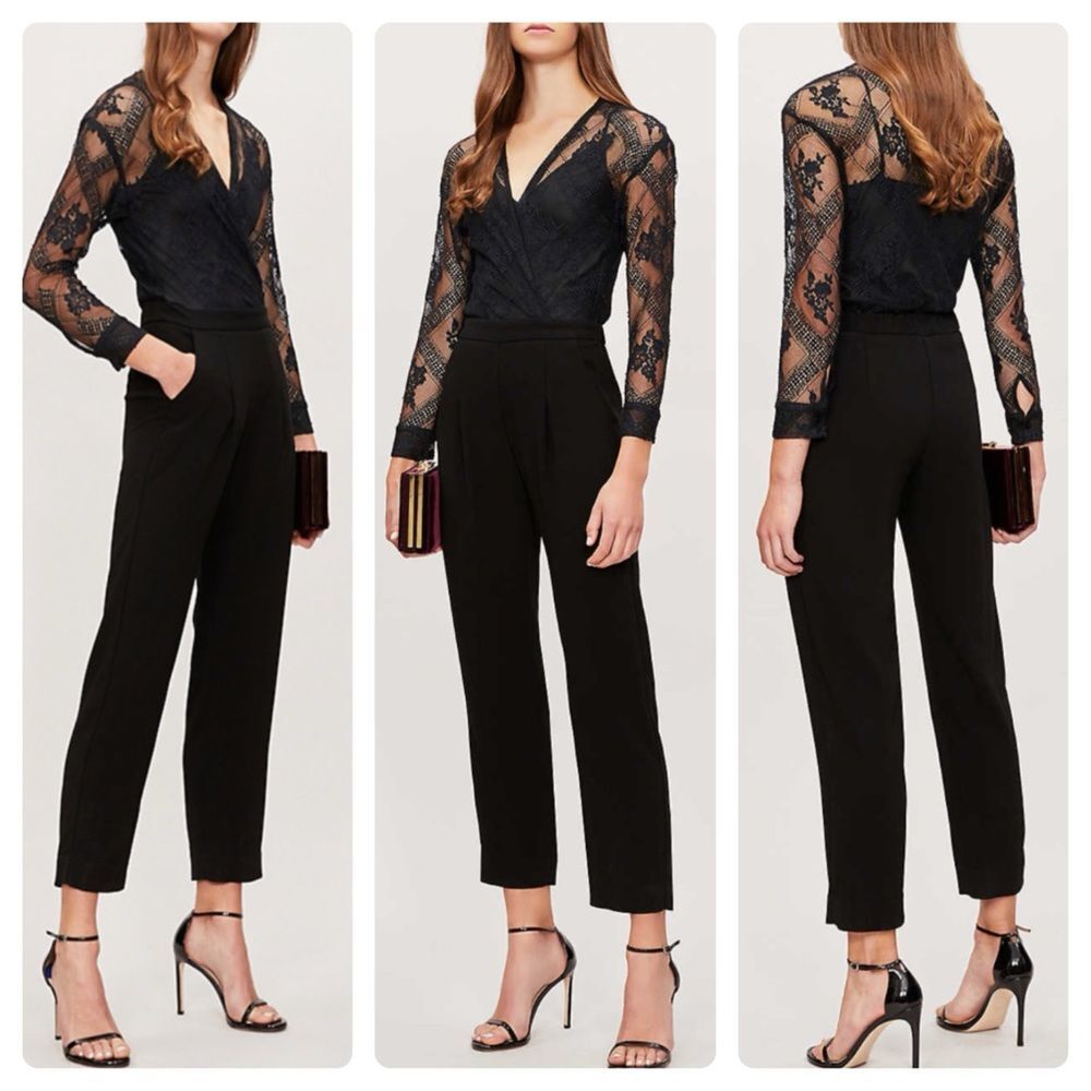 NEW MAJE Lace-panel straight-leg crepe jumpsuit 34 - Picture 6 of 13